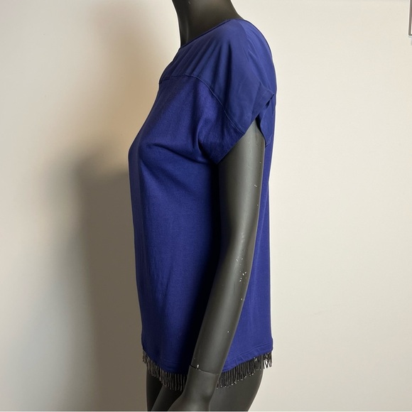 Chico’s / Royal blue cotton modal blouse with beaded strings - Picture 10 of 10